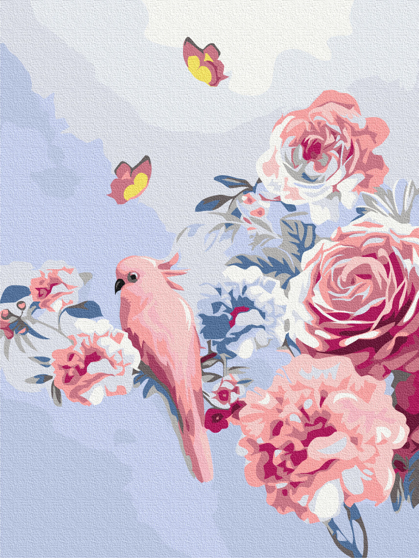 Painting by numbers Parrot in flowers
