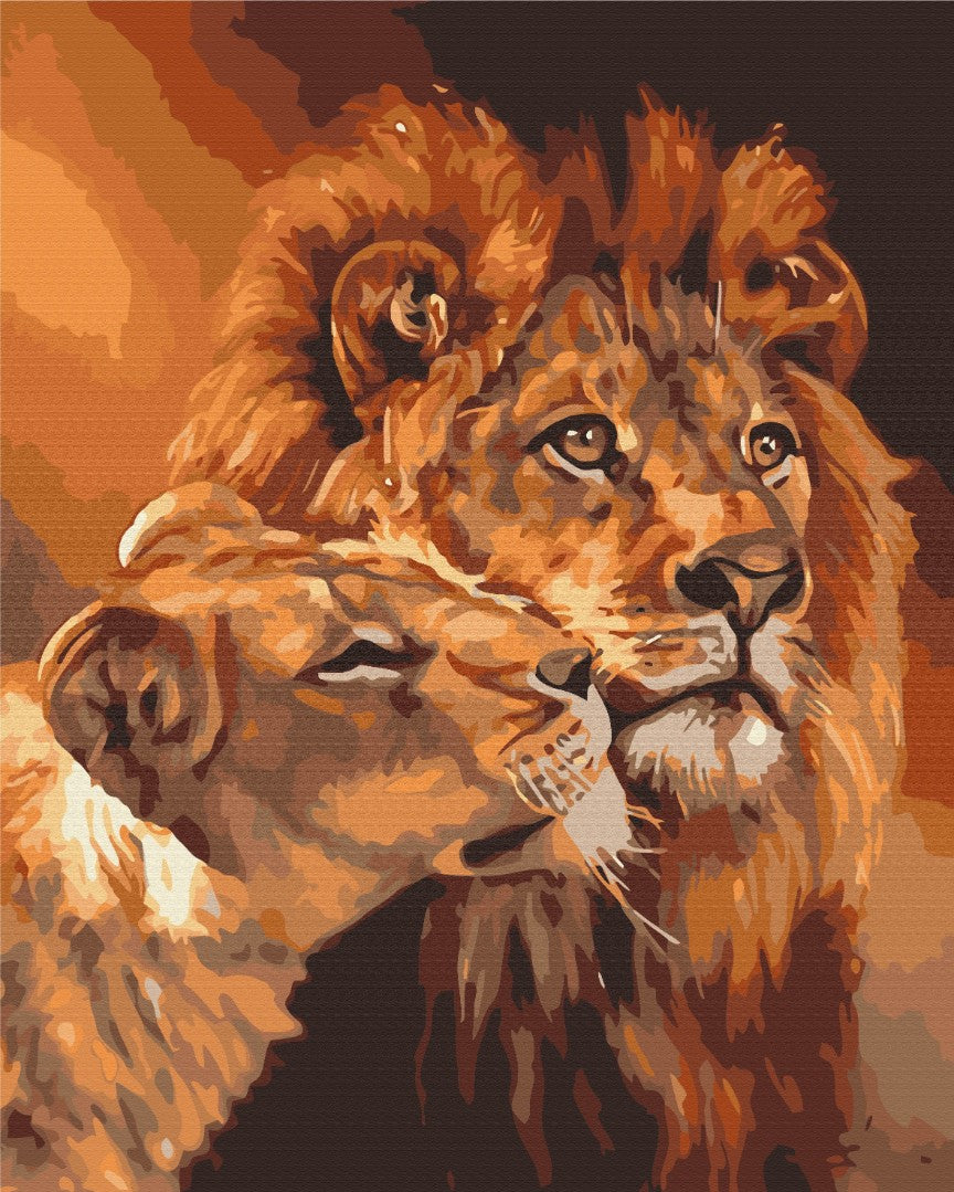 Painting by numbers Lion love