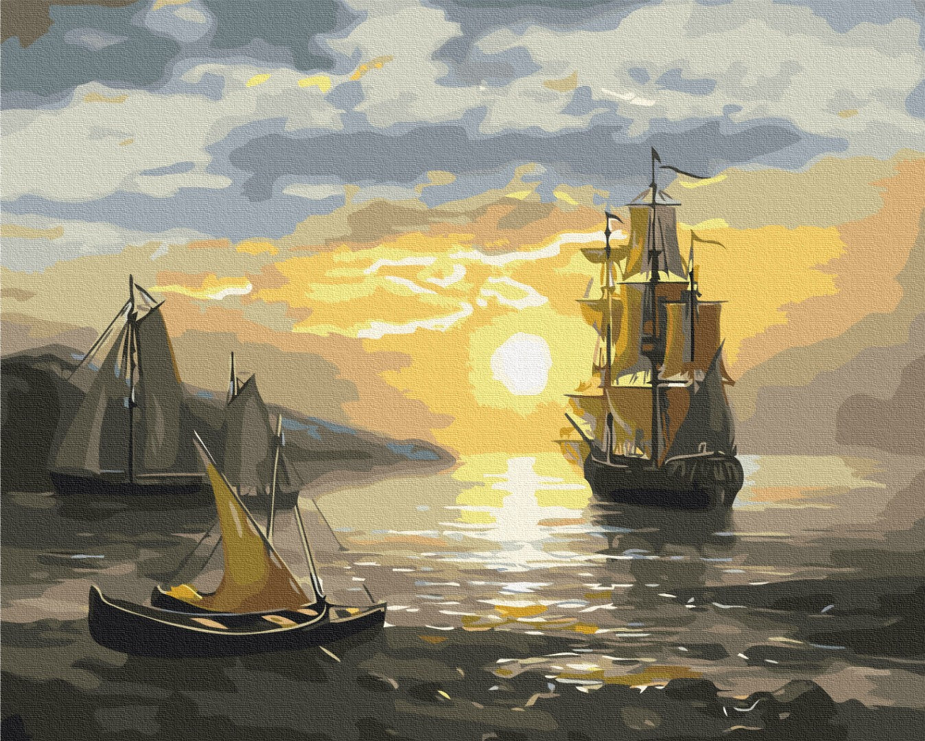 Painting by numbers Sailboat at sunset