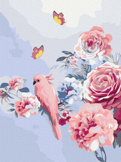 Painting by numbers Parrot in flowers