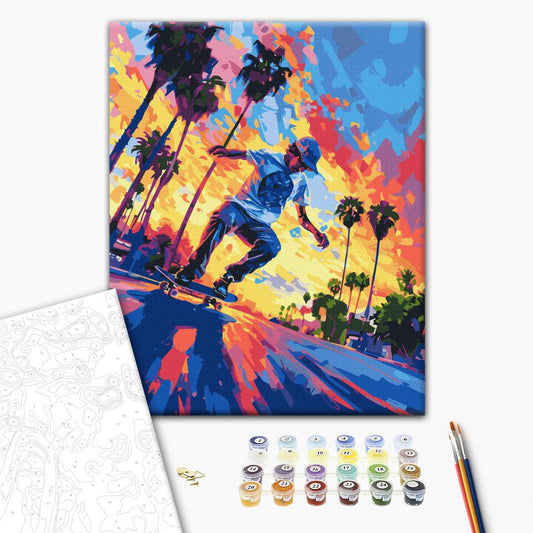Painting by numbers Californian skateboarder