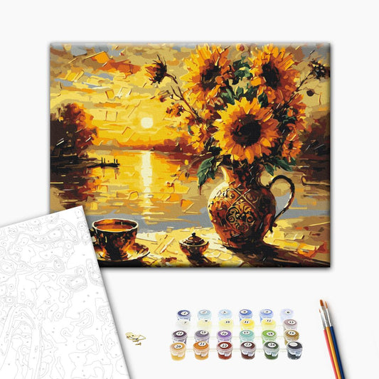 Painting by numbers Sunflowers at sunset © Oleg Loburak