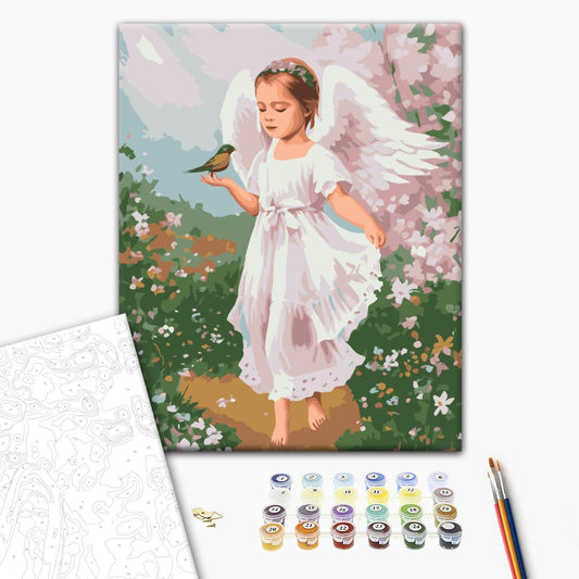 Painting by numbers Angel with a bird