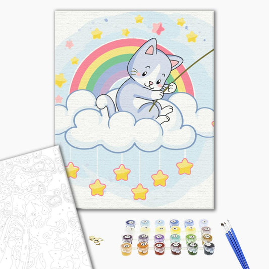 Painting by numbers Cat star catcher