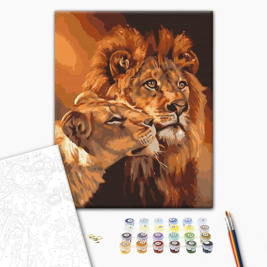 Painting by numbers Lion love