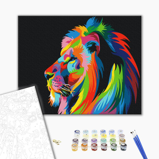 Painting by numbers Rainbow lion