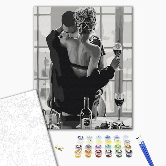 Painting by numbers Passionate couple