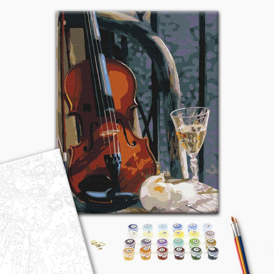 Painting by numbers Violin with wine