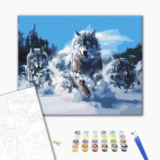 Painting by numbers Wolves in motion
