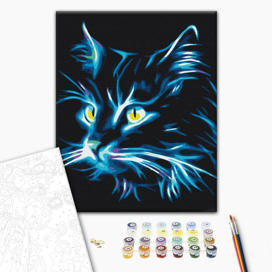 Painting by numbers Neon cat