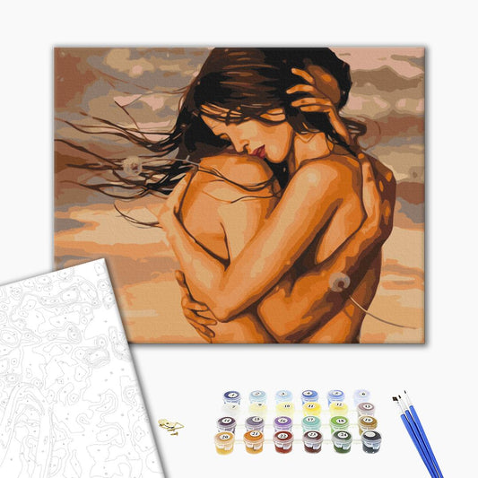 Painting by numbers Hugs in dandelions