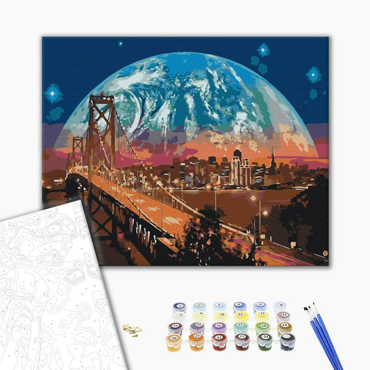 Painting by numbers Moon over San Francisco