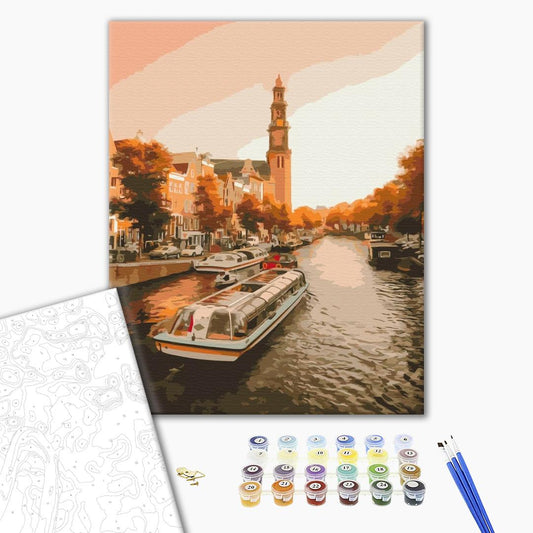 Painting by numbers Walk in the evening Amsterdam