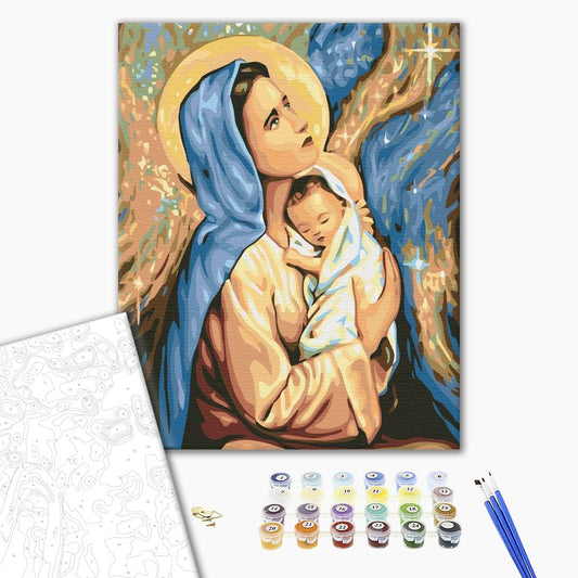 Painting by numbers Mary and Jesus