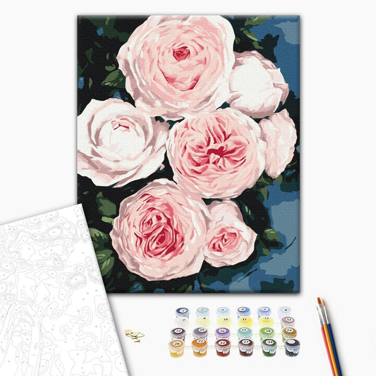 Painting by numbers Buds of lush roses