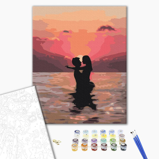 Painting by numbers In love at sunset