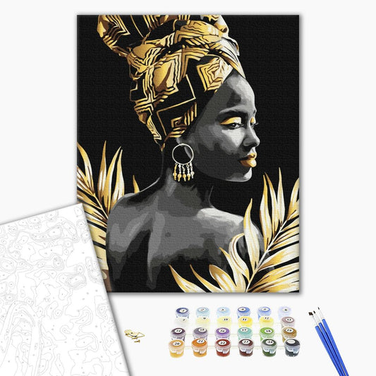 Painting by numbers Femininity. Gold paint