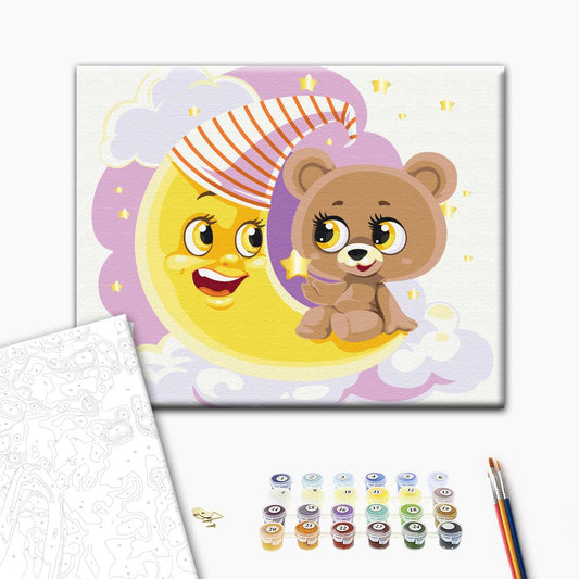 Painting by numbers Sleepy teddy bear