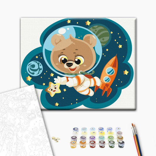 Painting by numbers Space teddy bear