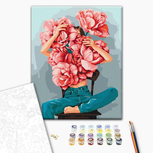 Painting by numbers Peonies in the arms