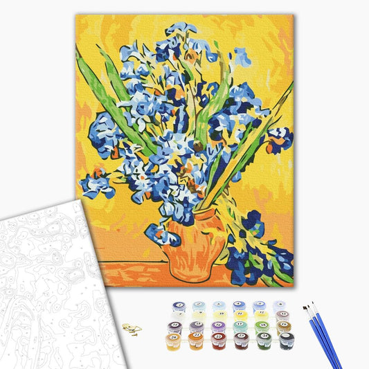 Painting by numbers Irises in a vase. Vincent van Gogh