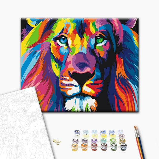 Painting by numbers Rainbow lion