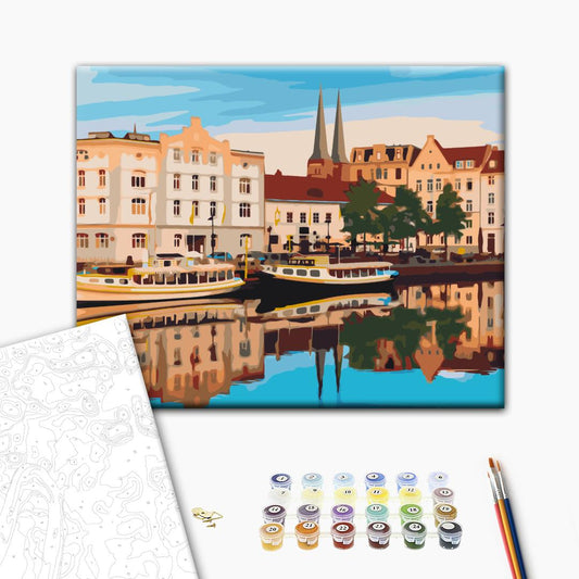 Painting by numbers The old town of Lubeck, Germany