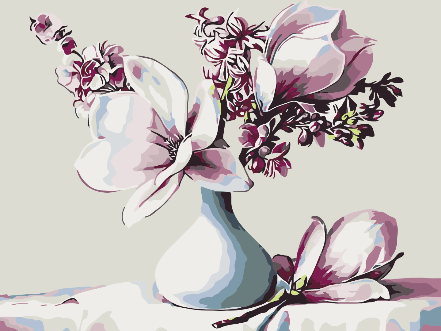 Painting by numbers Bouquet of magnolias
