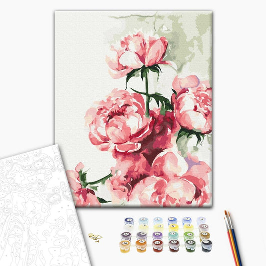 Painting by numbers Watercolor peonies ©Karolina Bundash