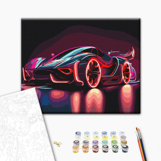 Painting by numbers Neon car