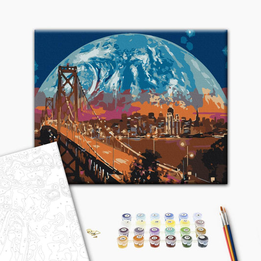 Painting by numbers Moon over San Francisco