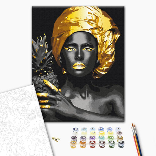 Painting by numbers Exotic beauty with golden paint